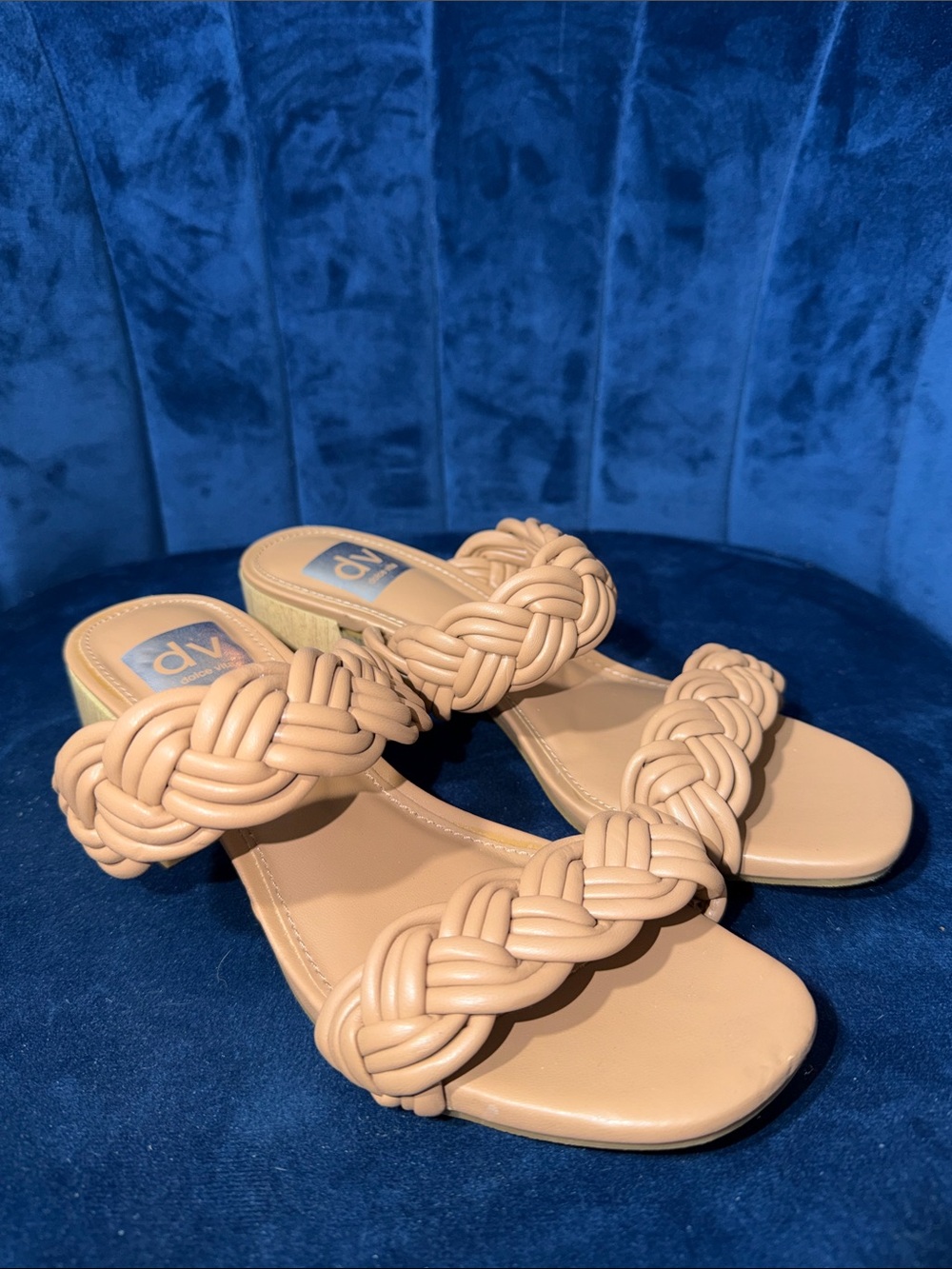 DV by Dolce Vita Beige Braided Double-Strap Slide Sandals Size 7